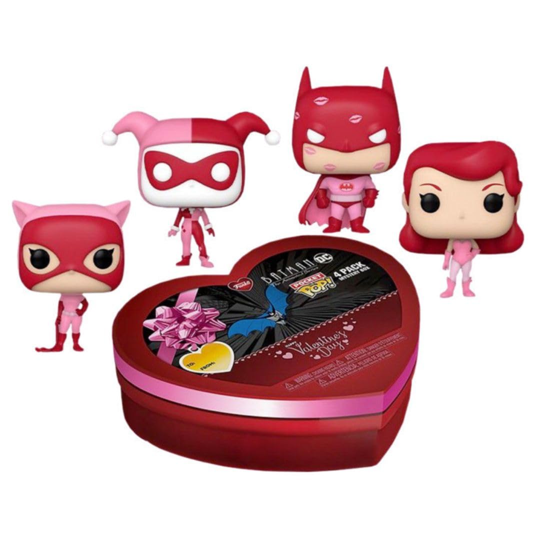 Funko Batman The Animated Series Pocket Pop! 4 Pack Happy Valentine'S Day Heart Shaped Gift Box