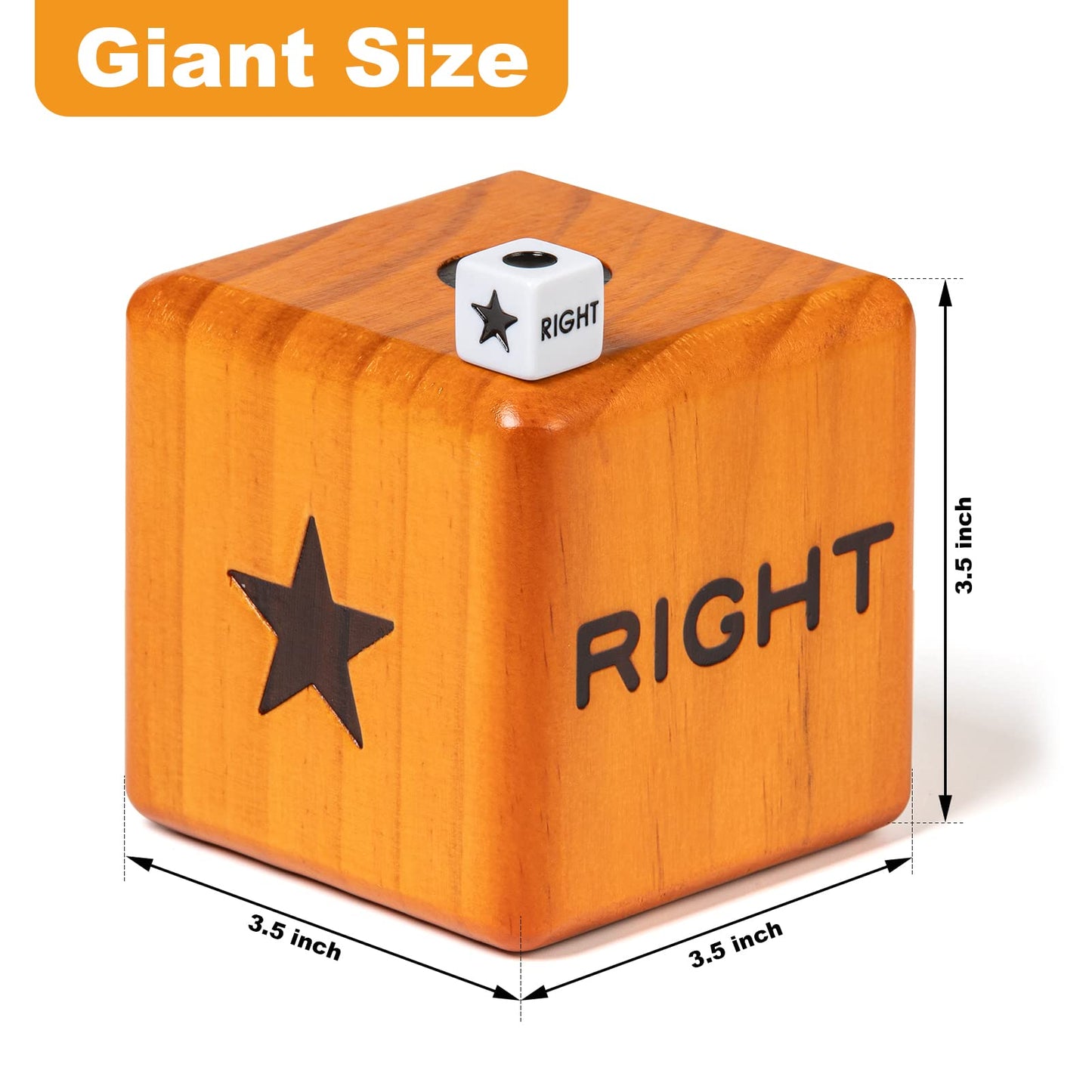 Crobyi Giant Right Center Left Dice Game With 24 Large Chips & Carry Bag. 3.5'' Giant Wooden Outdoor & Lawn Dice Game For Family