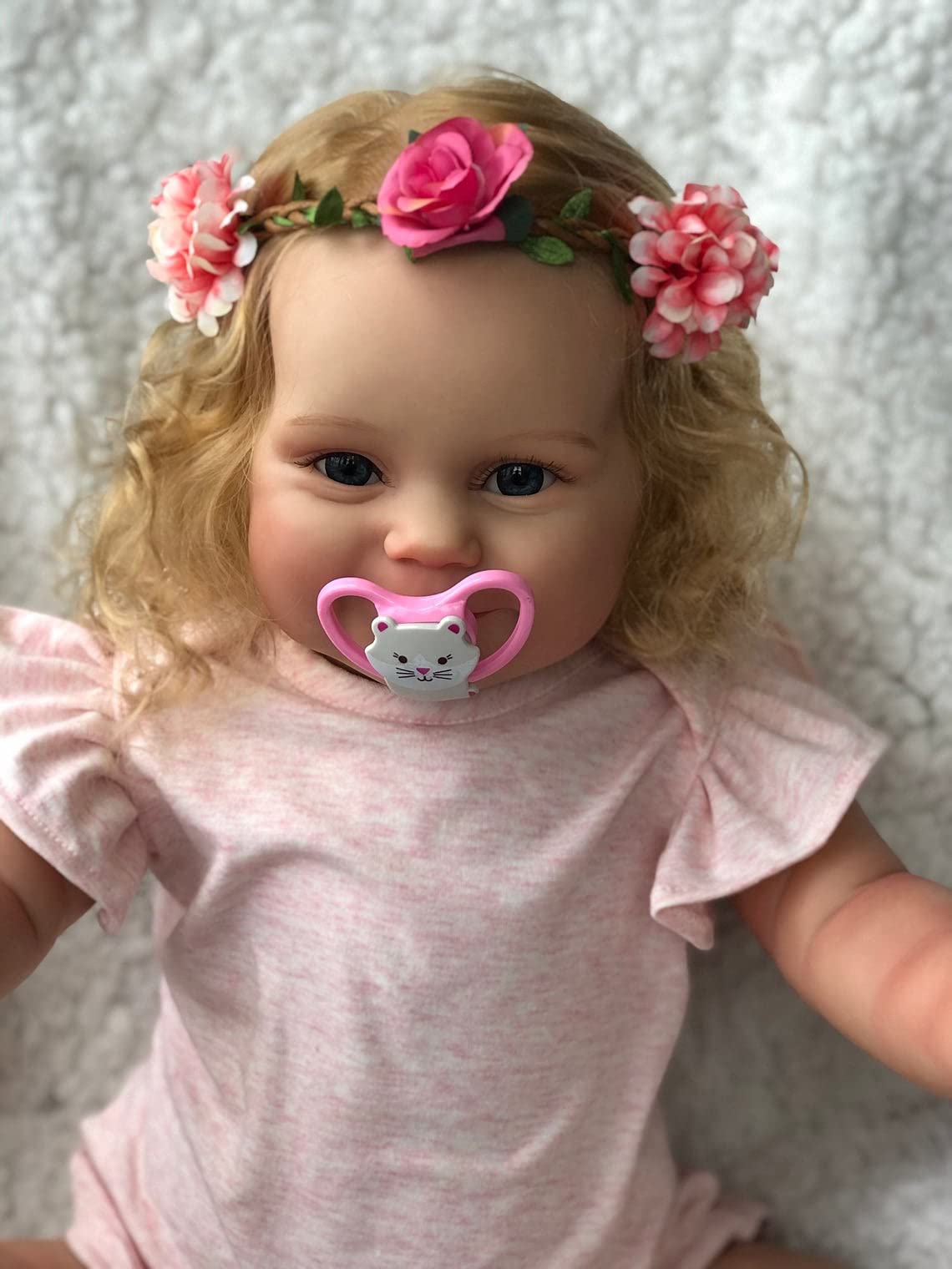 Icradle 20' Realistic Reborn Baby Doll Girl With Rooted Blonde Hair, Silicone Toddler Toy For Ages 3+