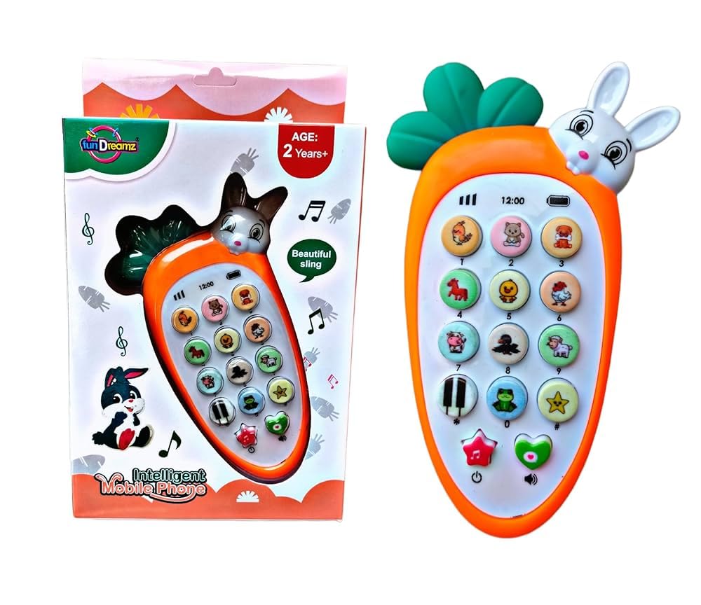 Mobile Phone Musical Toy for Kids Baby Toddler | Carrot/Rabbit face | 20 Musical Animal Sound Toy | Birthday Party Gifts for Gir