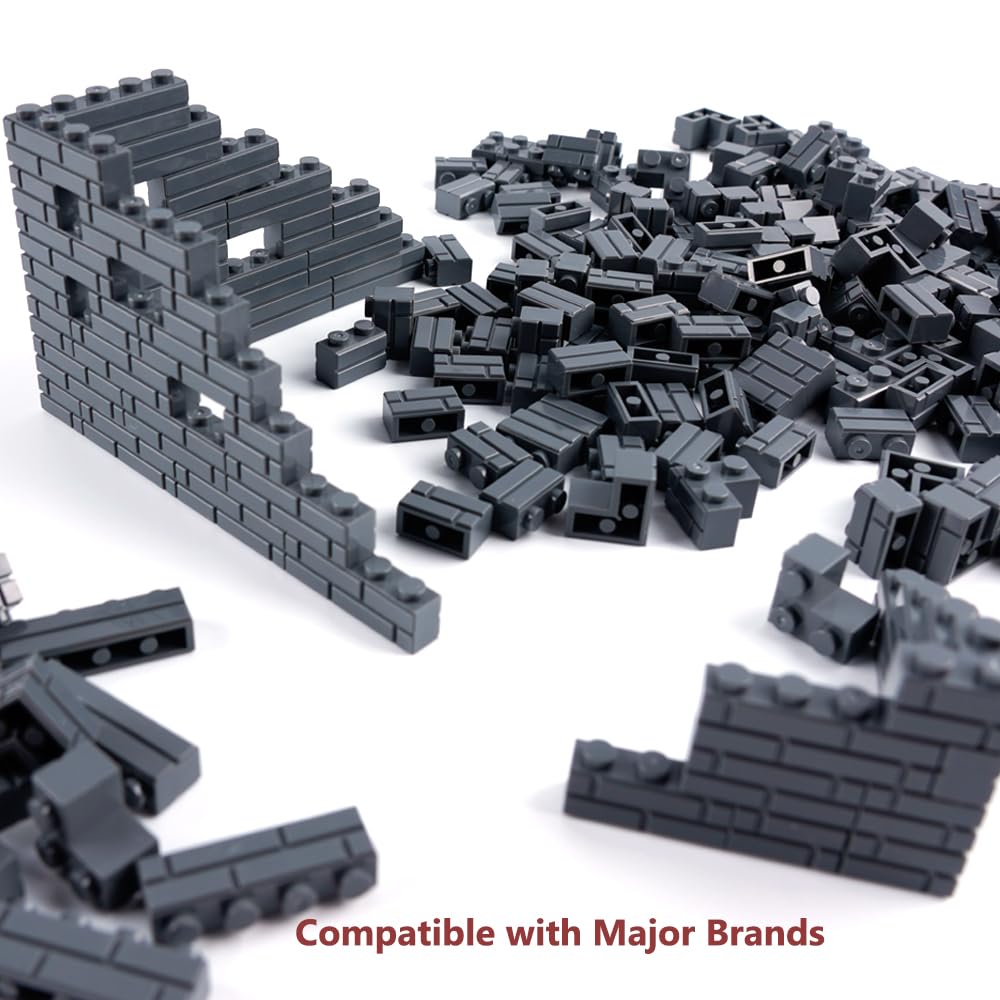 Wsryltch Classic Masonry Profile Bricks Pieces: 340 Pcs Wall Accessories Building Block Parts Sets(Dark Gray)