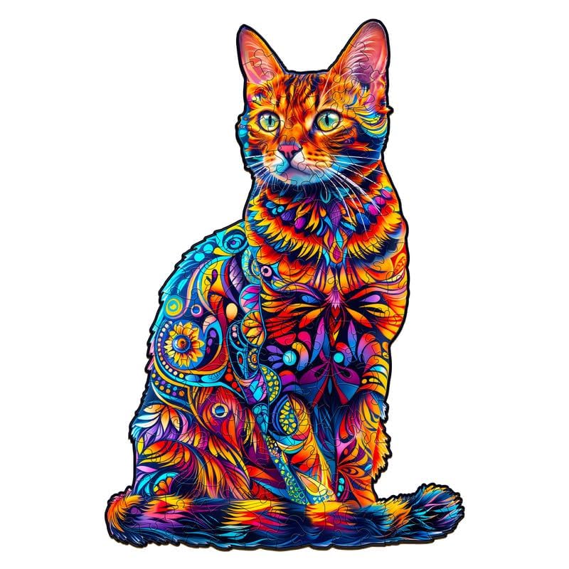 Jigfoxy Wooden Puzzle For Adults, Cat Wooden Jigsaw Puzzles For Adults, Unique Animal Shape Wood Cut Puzzles, Christmas Thanksgiving Gifts For Family Friend Puzzle Lovers(M-11.4 * 7.6In-130Pcs)