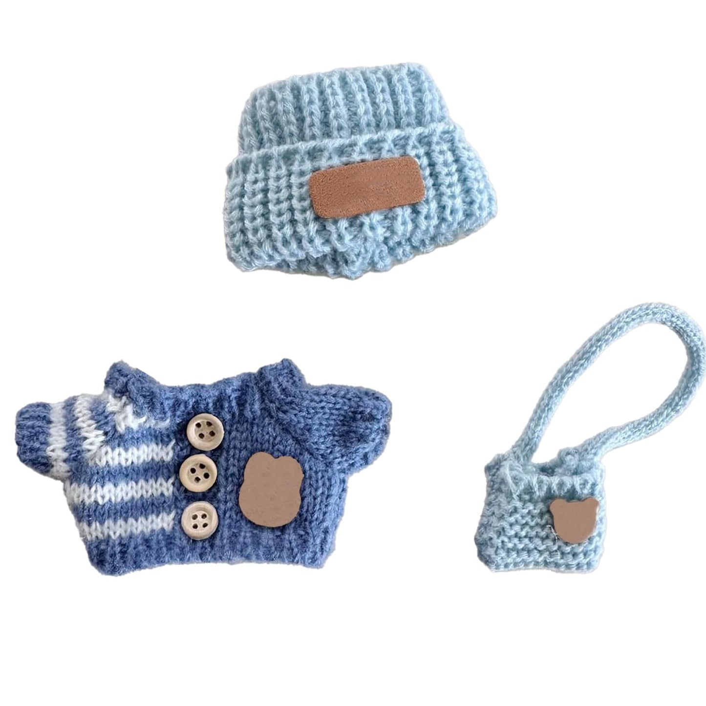 Clothes For (No Doll) , Handcrafted Crochet 3-Piece Set For 17Cm Doll, Premium Outfit With Accessories For , Stylish Clothes For