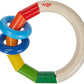 HABA Wooden Rainbow Teething Rattle Toy for Babies 0-18 Months - Kringlering Wood Grasping Toy with Plastic Rings - Sensory Toys