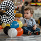 Eoopoon 42 Inch Checkered Number Balloon 7, 7th Race Car Flag Birthday Party Supplies for Boys Girls, Large Black and White Numb