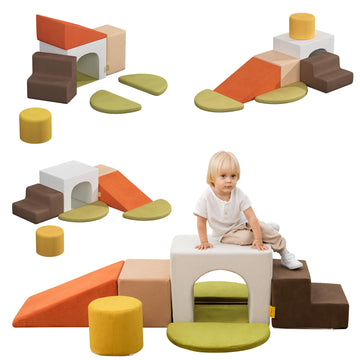 Banasuper Kids Climbing Foam Blocks Playset - 7 Piece Toddler Climbing Toys, Indoor Gross Motor Development Montessori Gross Mot