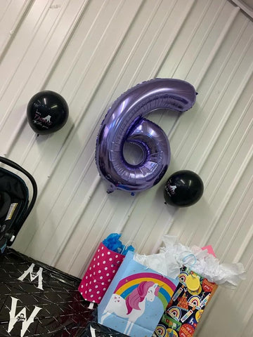 Purple 6 Balloon, Number Balloon 40 Inch, Purple And Black Party Supplies 6Th Balloons For Birthday, 6 Birthday Balloon, Number
