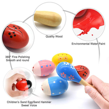 Wooden Easter Eggs Shakers Toys, Maracas Kids Hand Percussion Shakers Percussion Musical For Party Favors Kids Easter Basket Stu