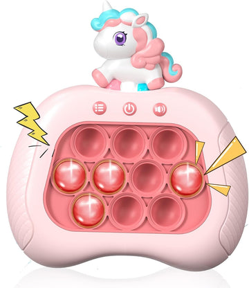 Ueghz Quick Push Pop Unicorn Bubble Game for Girls Age 4-6, Handheld Sensory Toy, Pink Unicorn