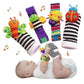 Little Treasures and Play Soft Wrist Rattle & Foot Finder Socks Set - Cotton Plush Infant Toys for Newborns 0-12 Months  Baby Shower Gifts for Boys & Girls  Hand & Feet Rattles for 3 Month Plus