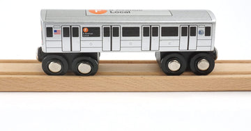 MUNI PALS Munipals New York City Subway Wooden Railway (B Division) F Train/6 Avenue Local-Child Safe and Tested Wood Toy Train