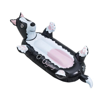 Swimming Pool Beach Toys Lawn Grass Inflatable Black Dog Pool Float for Teens, Adults, and Pets, Border Collie Dog Shape Toys (B