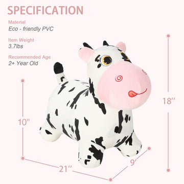 Inpany Bouncy Cow Farm Animal Hopping Toys For 2 Year Old Girl Gifts, Plush Kids Inflatable Jumping Horse, Ride On Toddler Bull Hopper, Outdoor Indoor Rubber Bouncer For 3 4 Yr Boy Birthday