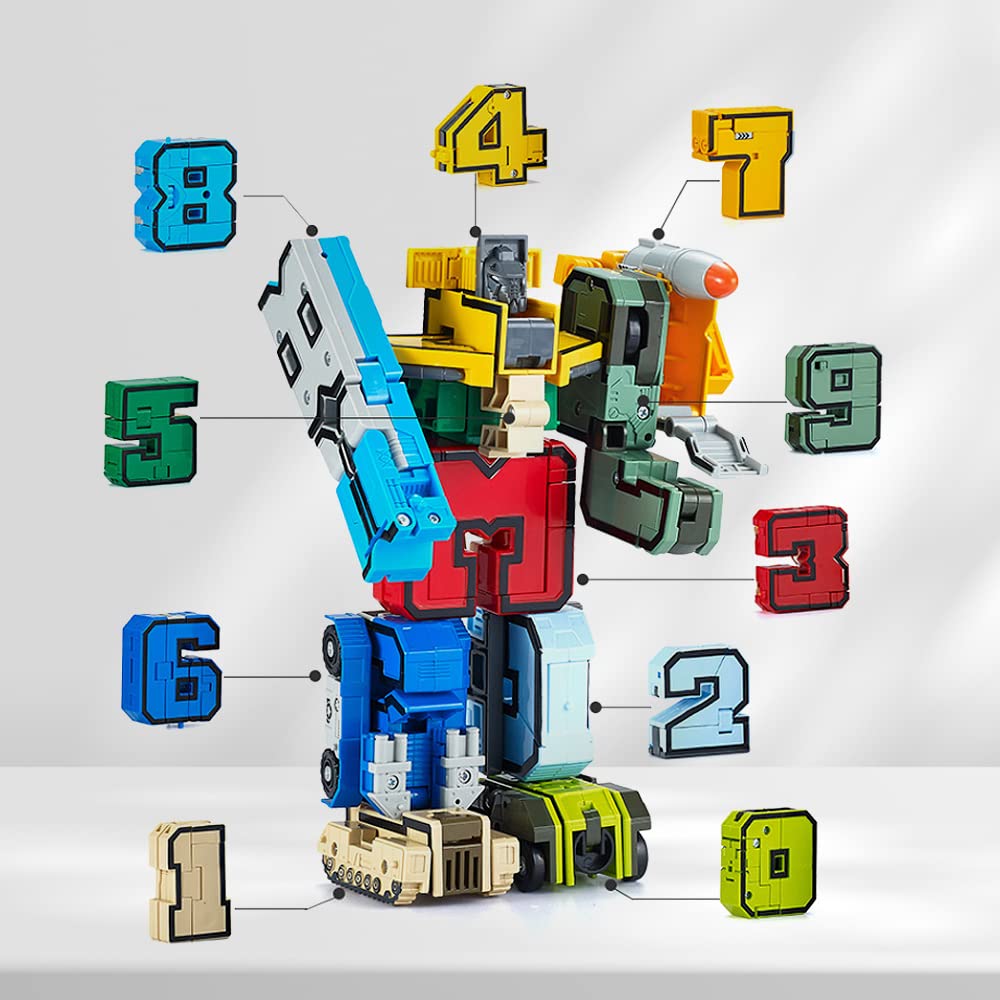 Veais Number Transforming Toys, Number Alpha Bot Military Transforming Robet Toys For Tollders Montessori Teaching, School Class