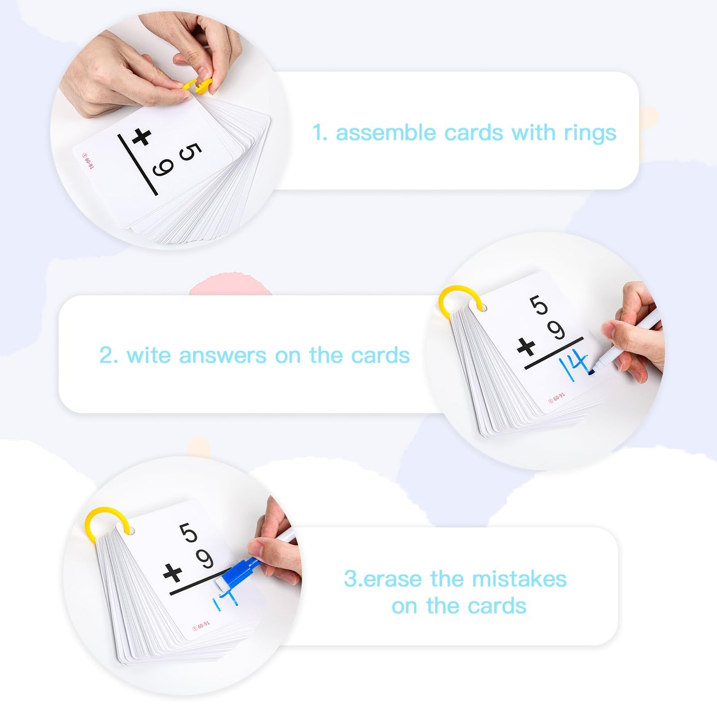 Alened Addition And Subtraction Math Flash Cards, Math Games For Preschool (Pre-K), Kindergarten,1St 2Nd 3Rd 4Th 5Th 6Th Grade,
