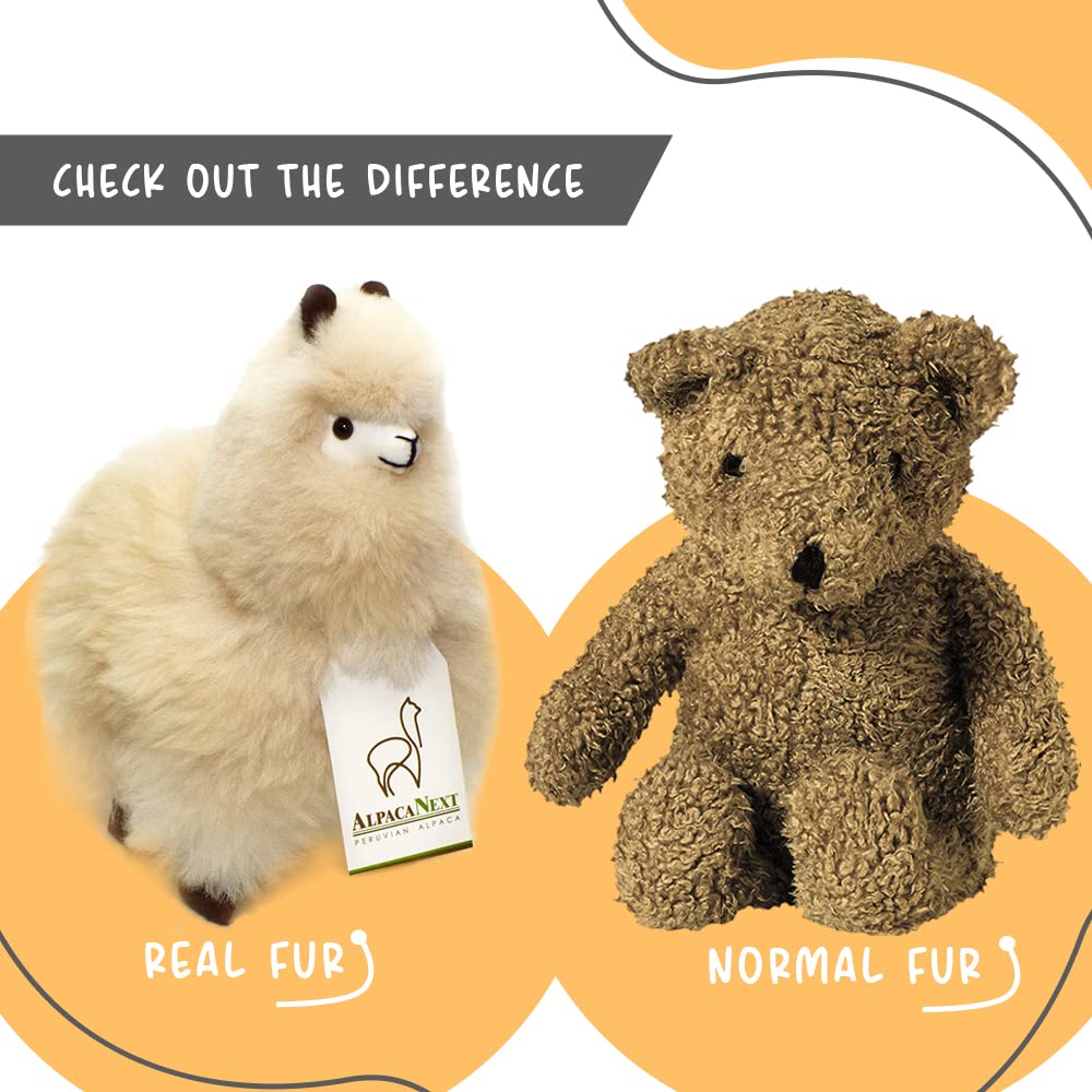 AlpacaNext Real Alpaca Fur Toy - Soft 9" Beige Handcrafted Cuddly Plush