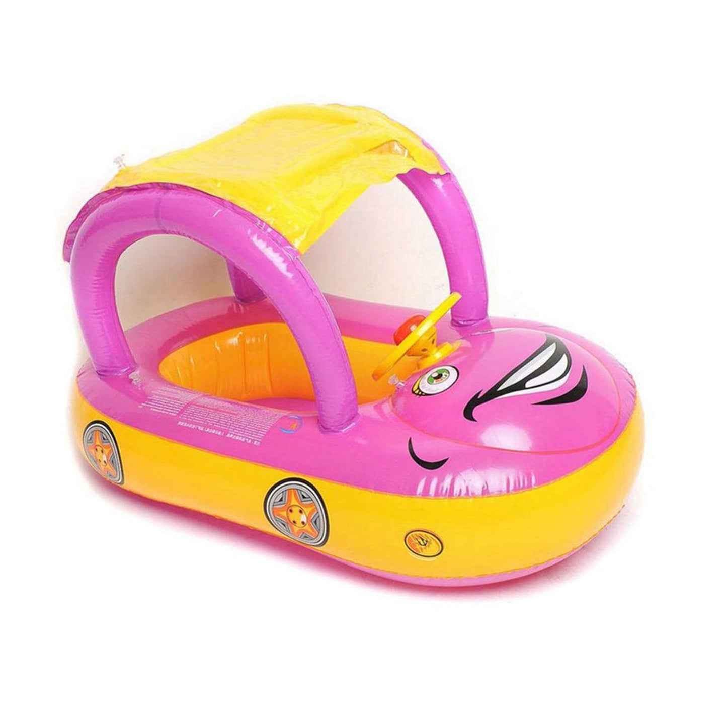 Baby Pool Float With Canopy Summer Steering Wheel Sunshade Swim Ring Car Inflatable Toys Infants Float Seat Boat For Kids Toddle