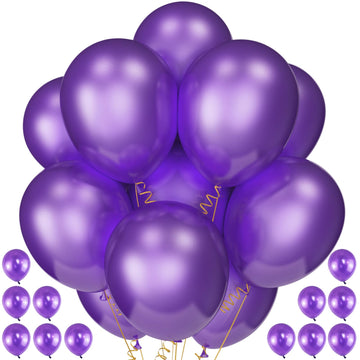 120 Pack Pearl Purple Balloons, Bright 12 Inch Royal Purple Latex Party Balloons For Birthday Wedding Baby Shower Halloween.