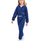 Lolanta Girls Hip Hop Dance Costumes Shiny Sequin Outfits Hooded Top With Pants For Halloween Cosplay (Royal Blue, 8-9 Years)