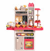 Kids Kitchen Play Set with Lights & Sounds, 81 PCS Pretend Play Cooking Set with Working Sink, Toy Stove, Oven, Play Food, Utens