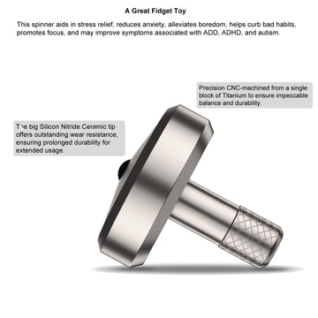 Djuiinostar Premium Titanium Spinning Top: Lengthened Stem, Easy To Twirl, Decent Performance (4-7 Minutes), Cnc Machined, Great Time Killer, Edc Fidget Toy Dst-821