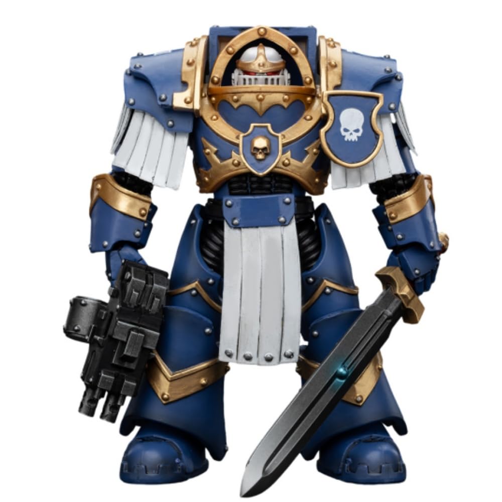 JOYTOY Warhammer Horus Heresy Ultramarines Cataphractii Terminator Squad 5.35in Sergeant with Power decorative replica blade 1:18 Scale Action Figure Mecha Joy Toy Collection Model
