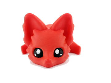 Cute Fox Desk Buddy, Articulated 3D Printed Fidget, 7.5 Inches, Authorized Seller (Red)