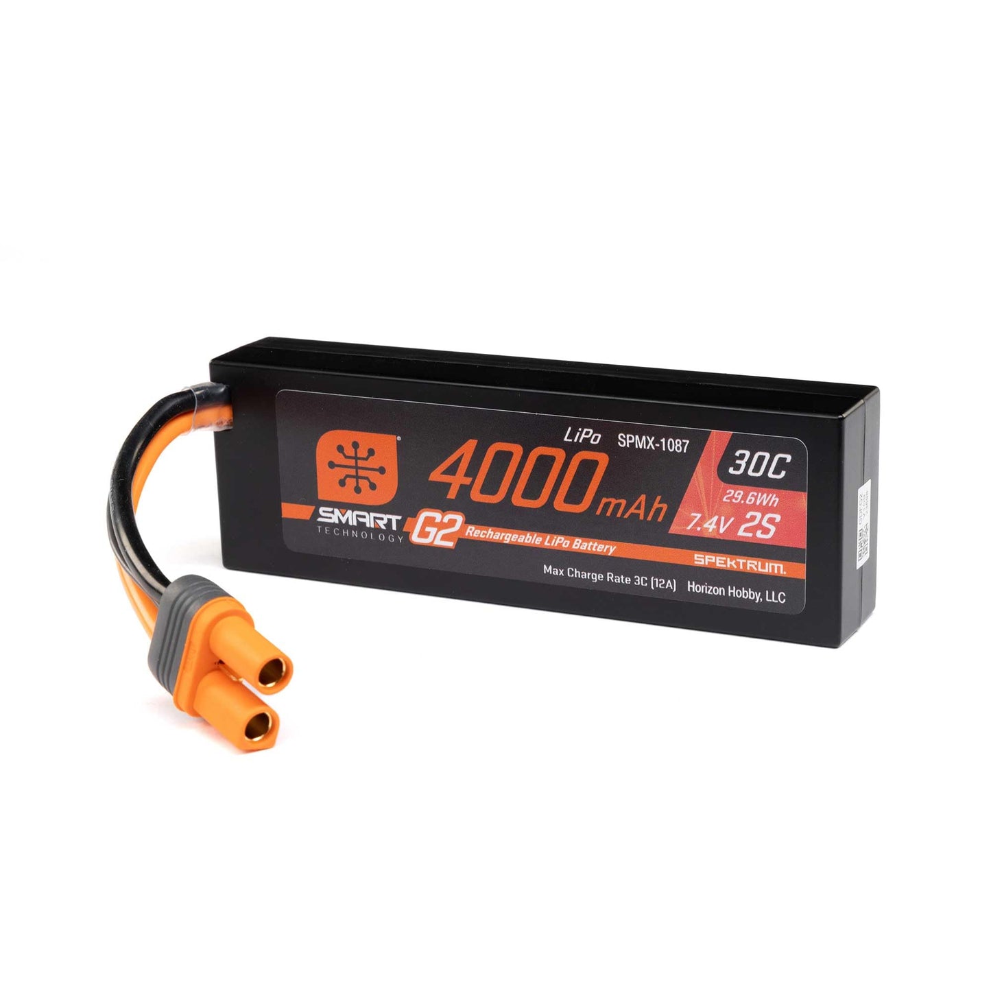Spektrum Accessories 7.4V 4000mAh 2S 30C Smart LiPo G2 Hard Case: IC5, SPMX-1087