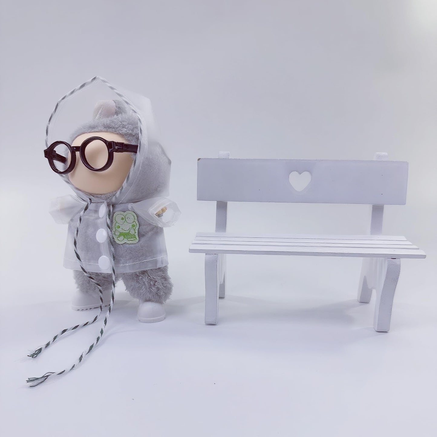 17cm Doll Clothes Set  Stylish Raincoat Doll Outfits with White Shoes  Black Glasses (No Dolls)