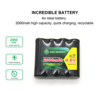 GEILIENERGY NiMH Receiver RX Battery with Hitec Connectors 4.8V 2000mAh High Capacity Rechargeable Battery Pack for RC Receivers