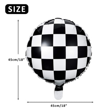 Checkerboard Balloon Aluminum Foil Balloon Black White Checkered Balloon For Racing Themed Party Decoration Supply, 18 Inches (24)