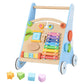 INFANS Wooden Baby Walker, Montessori Walker with Multiple Activity Toys, Storage, Push Toys for Infant Learning to Walk, Sit to