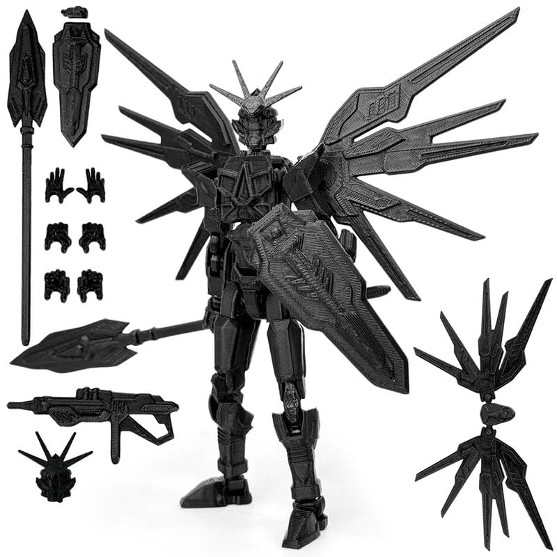 SGYYSG T13 Action Figure Already Assembled - 3D Printed Robot 13 with Interchangeable Hands &   Fully Articulated Joints for Dynamic Play & Display (Black)