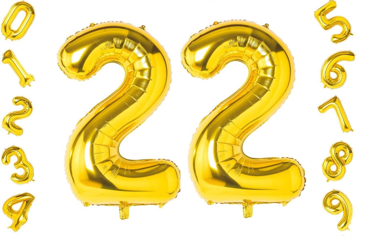Shopping Time Golden Number Foil Balloons  (32 Inch) (Number 22)