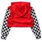 Long Sleeve Crop Sweatshirts For Teens Kids Cropped Plaid Hoodie Pullover Sweat Shirts