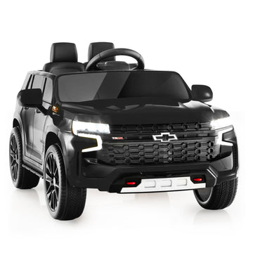 Honey Joy Ride On Truck, 12V Licensed Chevrolet Tahoe, Chevy Electric Vehicle For Kids, Soft Start, Music, Lights, Battery Powered Ride On Car Toy With Remote Control, Gift For Boys Girls (Black)