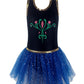Eqsjiu Leotards With Tutu Girls Gymnastics 4T 5T Tulle Skirts Dance Outfit Dress Blue Black Embroidered Flower Gold Sequins