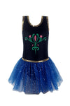 Eqsjiu Leotards With Tutu Girls Gymnastics 4T 5T Tulle Skirts Dance Outfit Dress Blue Black Embroidered Flower Gold Sequins