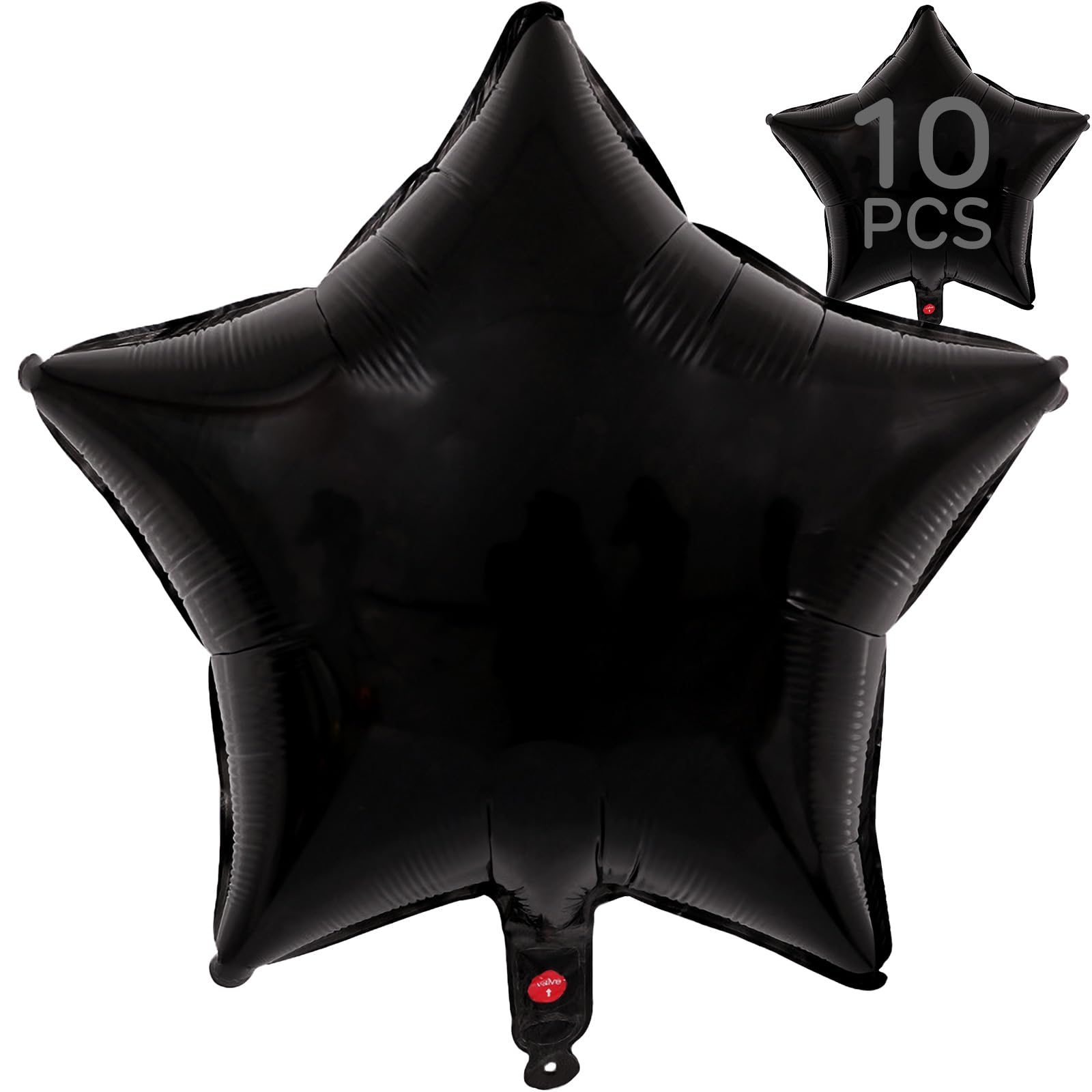 Black Star Balloons 18 Inch, 10 Pcs Black Star Shaped Mylar Helium Foil Metallic Balloon For Birthday Party Decorations Baby Sho