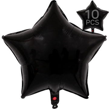 Black Star Balloons 18 Inch, 10 Pcs Black Star Shaped Mylar Helium Foil Metallic Balloon For Birthday Party Decorations Baby Sho