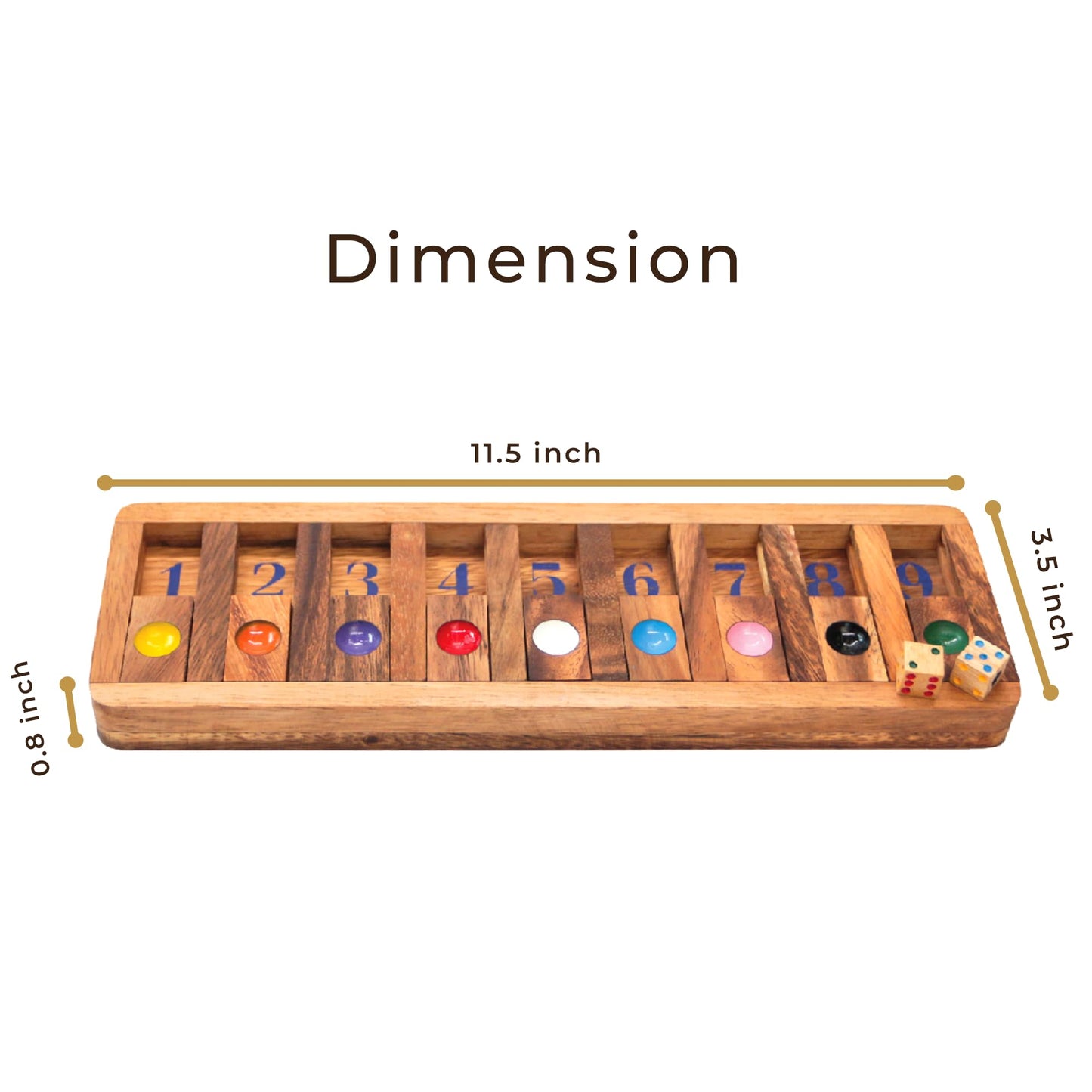BSIRI Shut The Box Board Game - Wooden Math Puzzle for Kids, Family Fun, Educational Toy, Natural Solid Wood, 9x29x2 cm