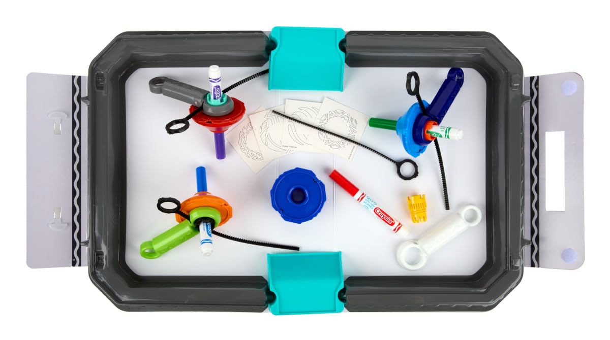 Crayola Colourwhirls Battle Arena Art Game - DIY Gyro Spin Art Toy, 4 Spinning Tops, Multicolor, Ages 6+