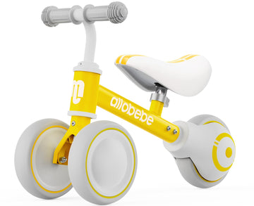 Allobebe Baby Balance Bike, Toddler Bikes Bicycle For 12-36 Months For 1 Year Old Girl And Boy To Scoot Around With Adjustable Seat Smooth Silent 3 Wheels, Shining Yellow