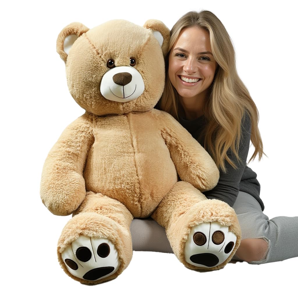 Anico 36 Tall (3 Foot) Big Plush Beige Bear  Stuffed Animal  Teddy Bear with Smiling Face. enhanced Stuffed Toy Teddy Bear  Perfect for Girlfriend  Kids  Valentine's Day  Christmas!