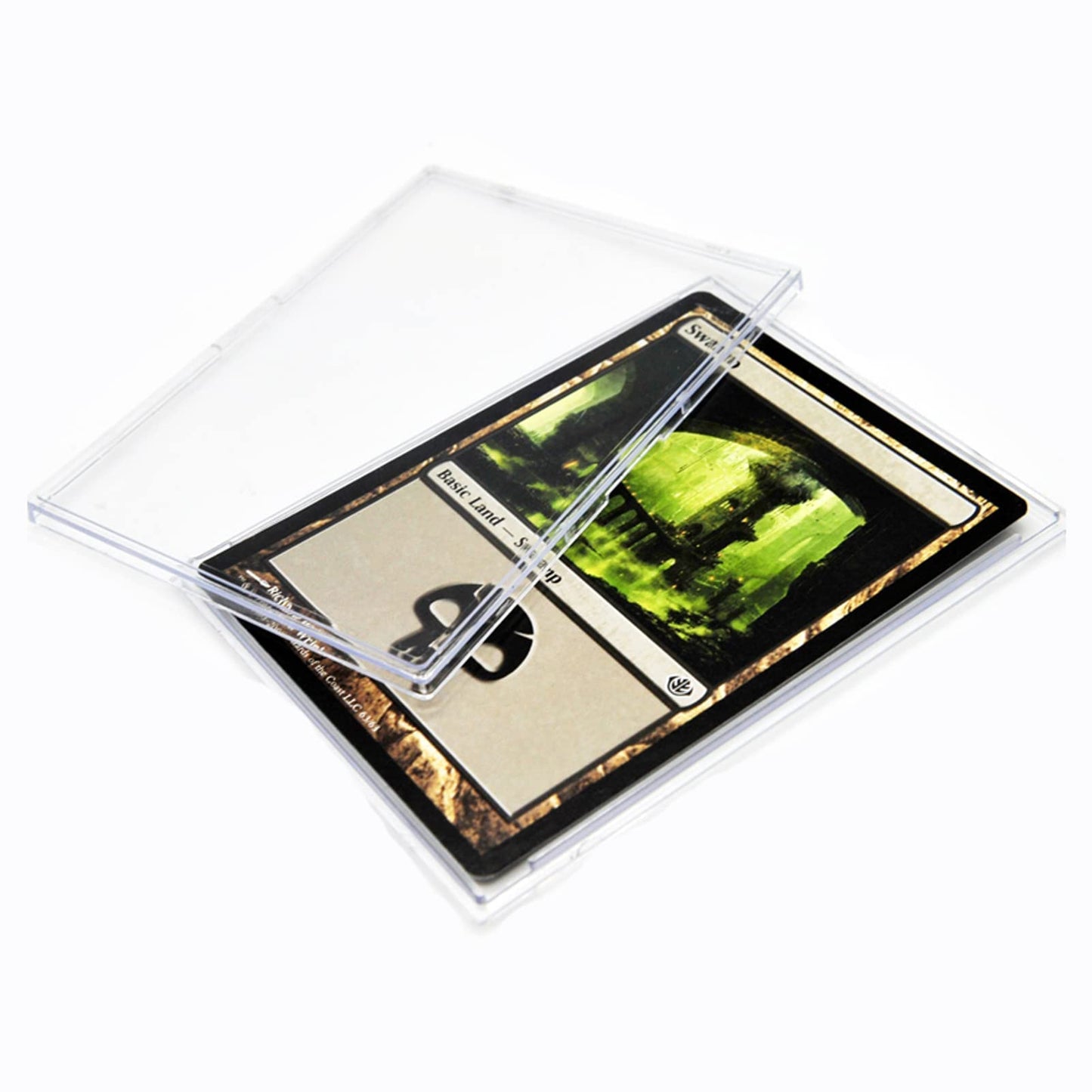 Tpoael Cards Sleeves Top Loaders 10 Hard Acrylic Card Protector Clear Card Brick + 2 Display Stand Fit For Trading Cards,Standard Sports Cards,Baseball Card Holder Cases Collectibles White