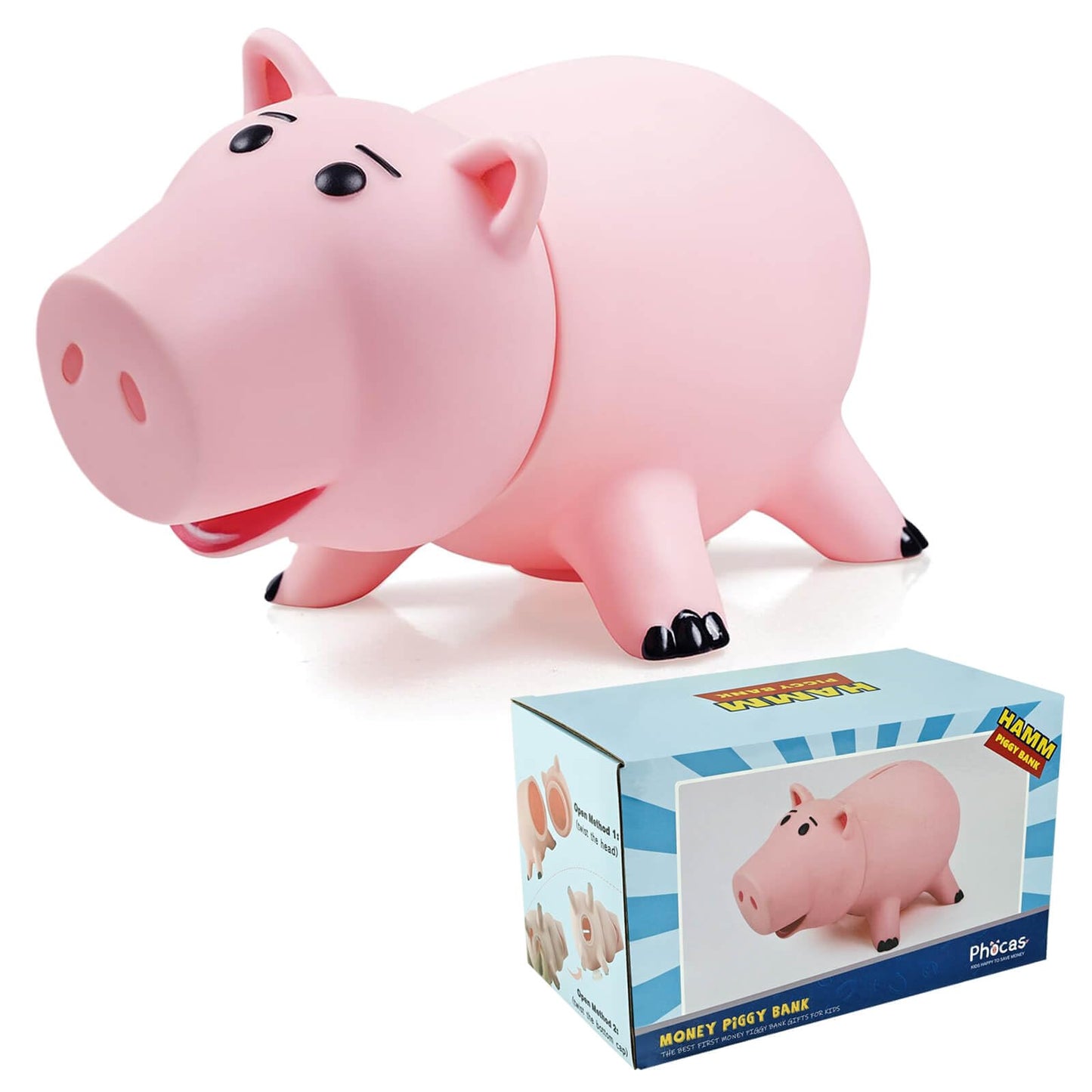 Phocas Hairphocas Cute Pink Pig Money Box Plastic Piggy Bank For Kid'S Xmas Christmas Birthday Gift With Box