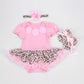 Reborn Baby Doll Clothes Accessories 20-23 Inch Newborn Girl Pink Leopard Tutu Dress Clothing Set