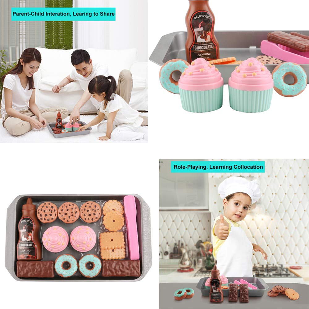 Elitoky Cookie Play Food Set, Play Food for Kids Kitchen - Toy Food Accessories - Toy Foods with Play Baking Cookies and Cupcake