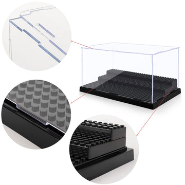 Minifigure Display Case For Action Figures Blocks, Clear Dustproof Acrylic Display Box Storage With 3 Movable Steps Gifts For Ch