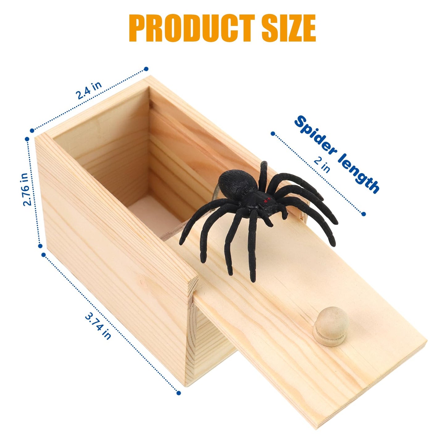 Xmoyaas Wooden Spider Prank Box, Rubber Spider Hidden In A Box Fun Prank Handicraft, Original Spider Trick Box, Christmas, April